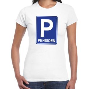 Pensioen P cadeau t-shirt wit dames - Pensioen / VUT kado shirt