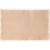 Secret de Gourmet placemats Kenya - 6x - beige - 45 x 30 cm - katoen - met franjes