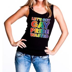Let's get gay pride wasted tanktop zwart - regenboog singlet zwart voor dames - gaypride