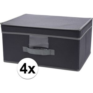 4x Grijze opbergdozen/opbergboxen voor  39 cm - Opbergen - Opbergmanden voor kledingkast