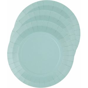 Santex feest bordjes rond - lichtblauw - 30x stuks - karton - 22 cm