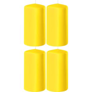4x Gele cilinderkaarsen/stompkaarsen 6 x 12 cm 45 branduren - Geurloze kaarsen geel - Woondecoraties