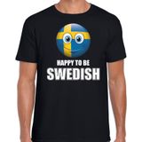 Zweden Happy to be Swedish landen t-shirt met emoticon - zwart - heren -  Zweden landen shirt met Zweedse vlag - EK / WK / Olympische spelen outfit / kleding