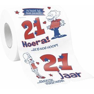 Cadeau toiletpapier/wc-papier rol 21 jaar - 21e verjaardag - Verjaardagscadeau - decoratie/versiering