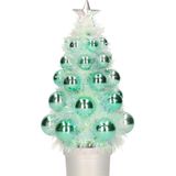 Mini kunst kerstboompje mint groen met kerstballen 19 cm - Kerstversiering - Kunstboompje