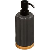 5Five - Toiletborstel houder zwart 40 cm + zeeppompje 270 ml polyresin
