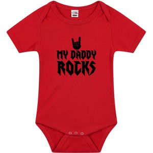 Daddy rocks tekst baby rompertje rood jongens en meisjes - Kraamcadeau/ Vaderdag cadeau - Babykleding