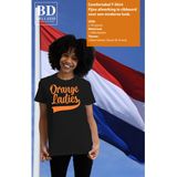 Bellatio Decorations Koningsdag shirt voor dames - orange ladies - zwart - glitters - feestkleding