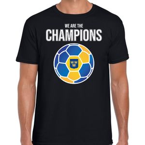 Zweden EK/ WK supporter t-shirt - we are the champions met Zweedse voetbal - zwart - heren - kleding / shirt