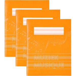 8x stuks A5 schriften / schoolschriften oranje met muzieknoten - 18 bladzijden 23 lijns