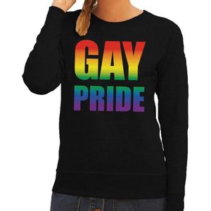 Gay pride regenboog tekst sweater zwart - lesbo sweater voor dames - gay pride