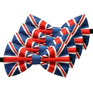 4x Engeland verkleed vlinderstrikjes 12 cm voor dames/heren - United Kingdom/Groot-Britannie thema verkleedaccessoires/feestartikelen - Vlinderstrikken/vlinderdassen met elastieken sluiting