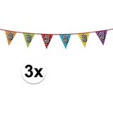 3x 3 jaar vlaggenlijn glitters  - verjaardag slingers