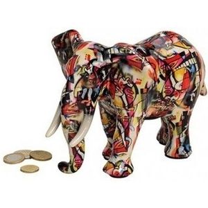 Luxe spaarpot olifant rood van keramiek 22 cm - Olifanten safaridieren spaarpotten - Cadeau idee