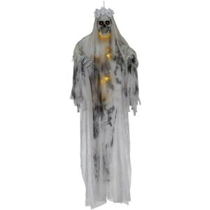 Fiestas Horror decoratie skelet spook bruid pop - hangend - met licht -180 cm - Halloween hangdecoratie