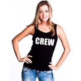 Crew tekst singlet shirt/ tanktop zwart dames