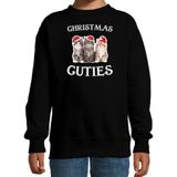 Kitten Kerstsweater / Kerst trui Christmas cuties zwart voor kinderen - Kerstkleding / Christmas outfit