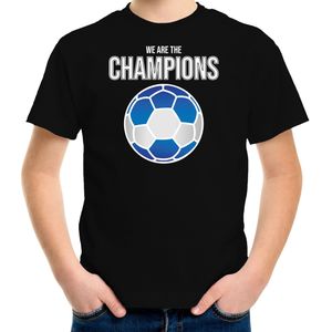 Griekenland EK/ WK supporter t-shirt - we are the champions met Griekse voetbal - zwart - kinderen - kleding / shirt