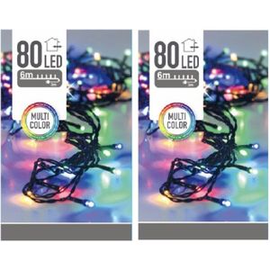 2x stuks kerstverlichting gekleurd 80 lampjes  - voor buiten en binnen - boomverlichting