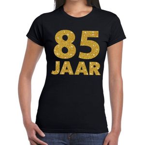 85 jaar goud glitter verjaardag t-shirt zwart dames - verjaardag shirts