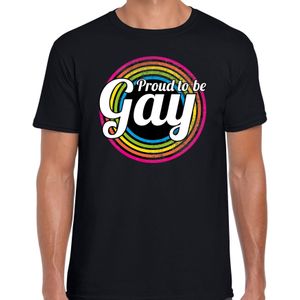 Regenboog cirkel proud to be gay t-shirt - zwart - heren -  LHBT - Gay pride shirt / kleding / outfit