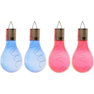 4x Buiten/tuin LED blauw/rood peertjes solar verlichting 14 cm - Tuinverlichting - Tuinlampen - Solarlampen op zonne-energie