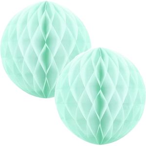 4x Papieren kerstballen mintgroen 10 cm Kerstversiering - Kerstboomversiering - Kerstballen van papier