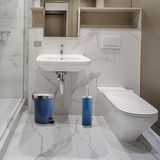 MSV Toiletborstel in houder 38 cm/pedaalemmer 3L set Moods - Metaal - blauw