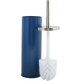 MSV Toiletborstel in houder 38 cm/pedaalemmer 3L set Moods - Metaal - blauw