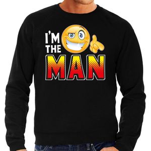 Funny emoticon sweater I am the man zwart voor heren -  Fun / cadeau trui
