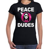 Hippie jezus Kerstbal shirt / Kerst t-shirt peace dudes zwart voor dames - Kerstkleding / Christmas outfit