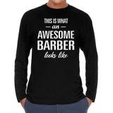 Awesome Barber - geweldige barbier cadeau shirt long sleeve zwart heren - beroepen shirts / verjaardag cadeau