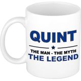 Naam cadeau Quint - The man, The myth the legend koffie mok / beker 300 ml - naam/namen mokken - Cadeau voor o.a  verjaardag/ vaderdag/ pensioen/ geslaagd/ bedankt