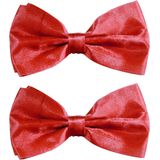 Partychimp Carnaval verkleed vlinderstrikje zijdeglans - 2x - rood - polyester - heren/dames