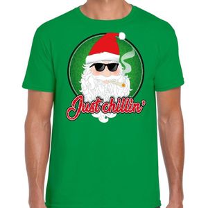 Fout Kerst shirt / t-shirt - Just chillin - groen voor heren - kerstkleding / kerst outfit