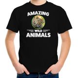 T-shirt jaguar - zwart - kinderen - amazing wild animals - cadeau shirt jaguar / jachtluipaarden liefhebber
