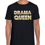 Fout Drama Queen t-shirt  zwart met goud voor heren - fun tekst shirt