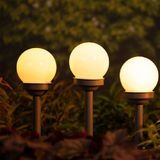 4x Buiten/Tuin LED Bollen Stekers Noah Solar Verlichting 27 cm