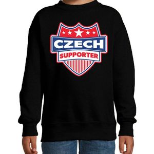 Czech supporter schild sweater zwart voor kinderen - Tjechie landen sweater / kleding - EK / WK / Olympische spelen outfit