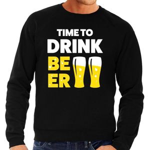 Time to drink Beer tekst sweater zwart heren - heren trui Time to drink Beer