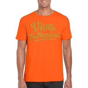 Bellatio Decorations Verkleed T-shirt voor heren - viva hollandia - oranje - EK/WK voetbal supporter