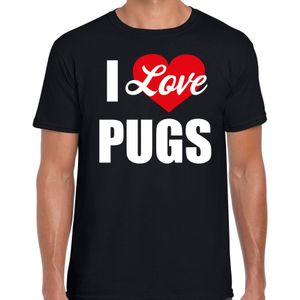 I love Pugs honden t-shirt zwart - heren - Pugs liefhebber cadeau shirt
