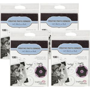 432x fotohoekjes zelfklevend - zwart - 10 x 10 mm - foto album inplakken/stickers