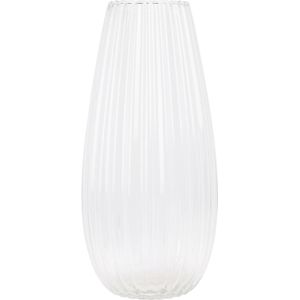 Home &amp; Styling Vaas Felicia - glas met streep relief - transparant - D17 x H37 cm