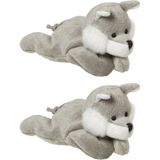 4x Stuks Pluche Knuffel Wolf/Wolven 13 cm - Knuffeldieren