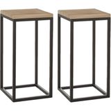 Set van 2x stuks bijzettafels Oskar vierkant hout/metaal zwart 30 x 62 cm - Home Deco meubels en tafels