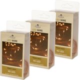 Set van 6x stuks draadverlichting lichtsnoer met 40 lampjes warm wit 200 cm - Lichtdraden/lichtsnoeren - kerstverlichting