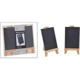 2x Krijtbordjes voor memo's en teksten van hout - Formaat: 21 x 20 cm - Krijtborden/schoolborden - Schilderezels