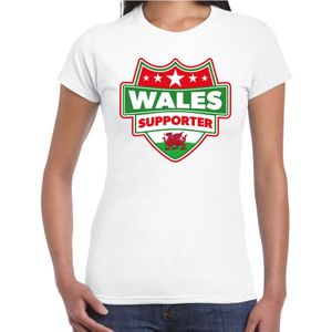 Wales supporter schild t-shirt wit voor dames - Wales landen t-shirt / kleding - EK / WK / Olympische spelen outfit