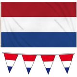 Henbrandt - Nederlandse vlaggen set - vlag 90 x 150 cm/vlaggenlijn 10 meter